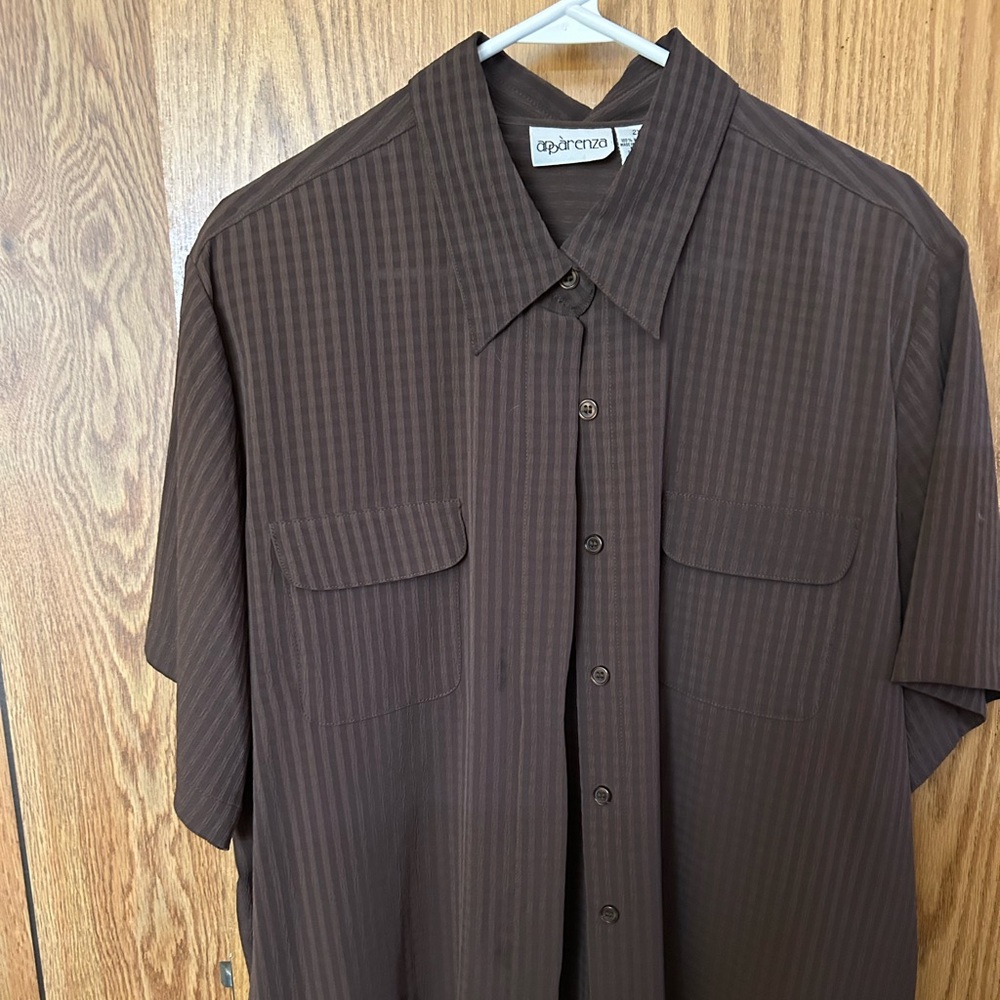 Brown cool polyester short sleeve blouse